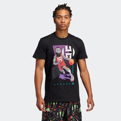 阿迪达斯adidas 新款男装哈登篮球运动短袖FM4779