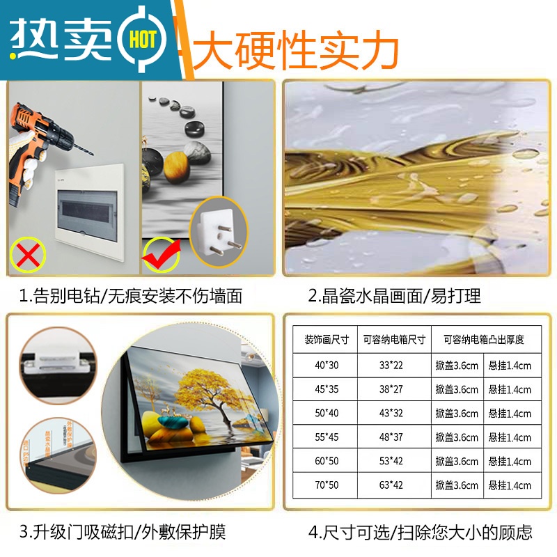 敬平电表箱装饰画免打孔现代简约配电遮挡电闸箱2021轻奢挂画客厅墙画装饰画高清大图