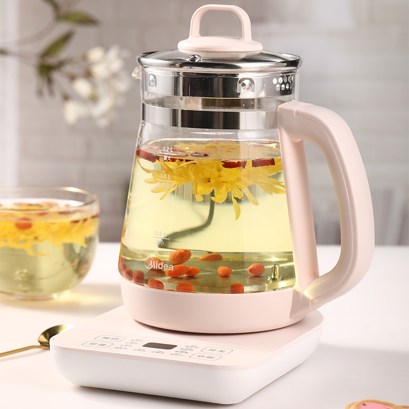 2l粉色 美的养生壶家用多功能全自动煎药壶煮茶壶办公室小型玻璃电
