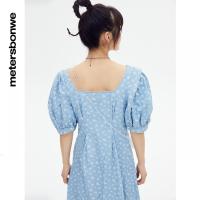 [1件3折价:79.5]美特斯邦威时尚碎花牛仔连衣裙女夏季新款休闲裙子女