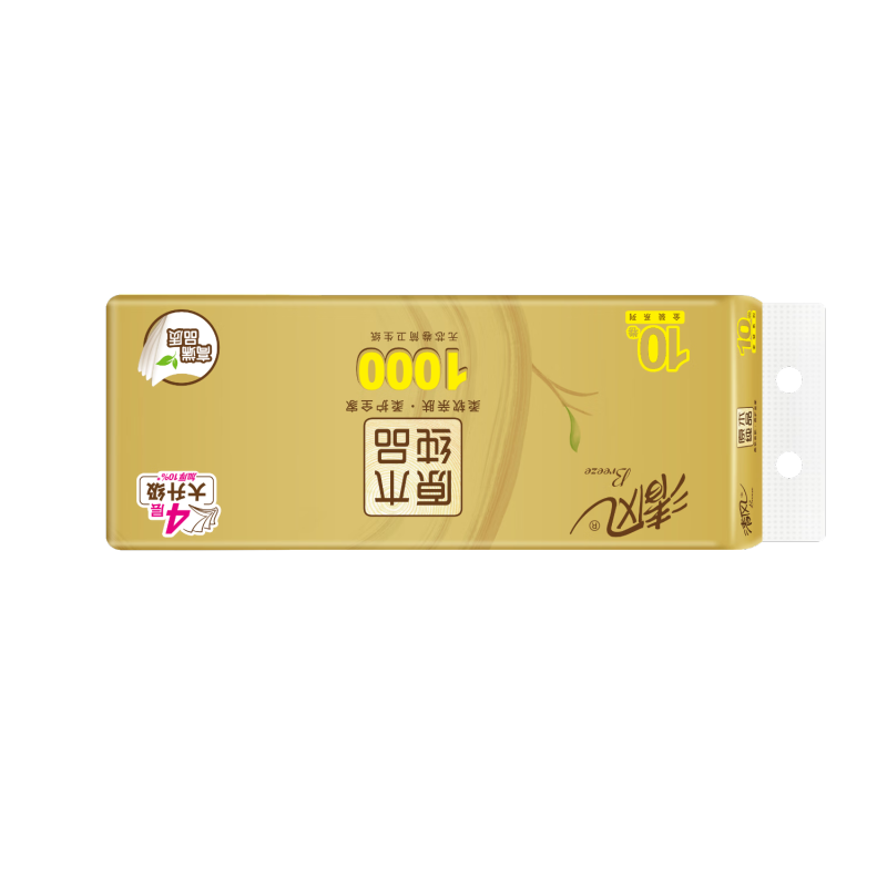 清风原木金装无芯卷纸4层100克*10卷4提一箱