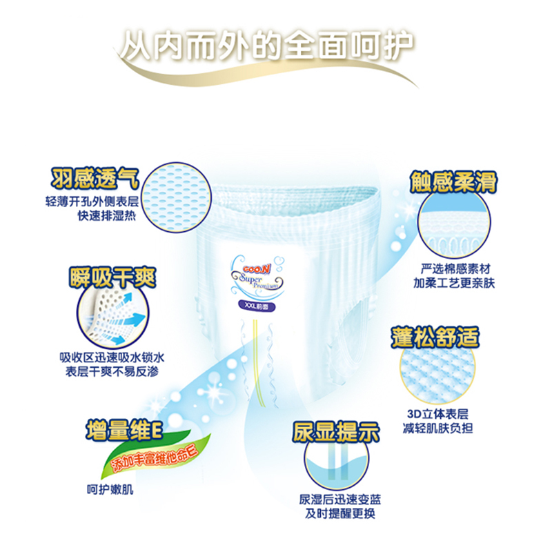 大王GOO.N 光羽拉拉裤大码L32(9-14kg) 婴儿宝宝尿不湿 男女孩通用 轻薄透气 持久干爽