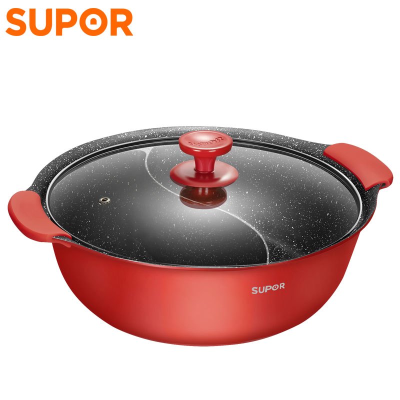 苏泊尔(SUPOR) 星星石不粘家用简约复合锅底鸳鸯火锅 ET28SAP01 28cm高清大图