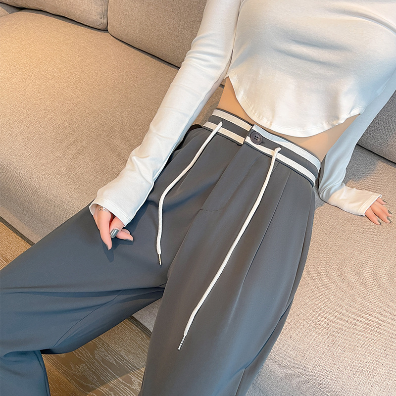 品质包边阔腿裤垂感裤子女外穿休闲裤显瘦直筒裤女装西装裤