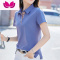 七斓翻领polo衫女短袖T恤2022夏季新款年轻妈妈时尚洋气紫色上衣