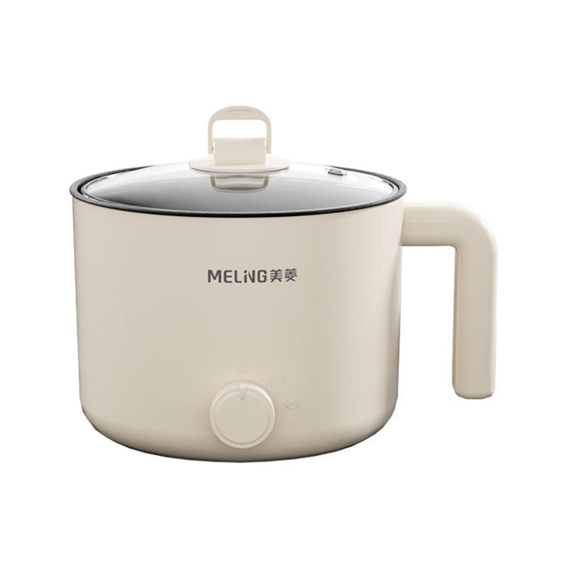 美菱(MELNG) 多用途电热锅电煮锅 自动断电 1.2L 两档火候 双层防烫 MT-LY12101 米白色