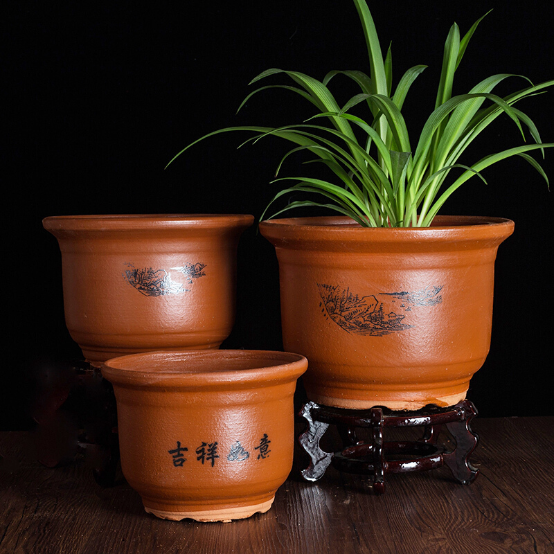 大号家用盆景创意多肉陶土粗陶花盆特大紫砂花盆 花盆