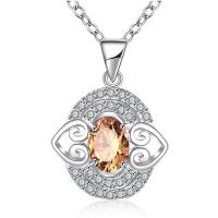 N006Women Silver Necklace 韩版镀纯银双心项链女送女友礼物首饰送女朋友七夕情人节礼物