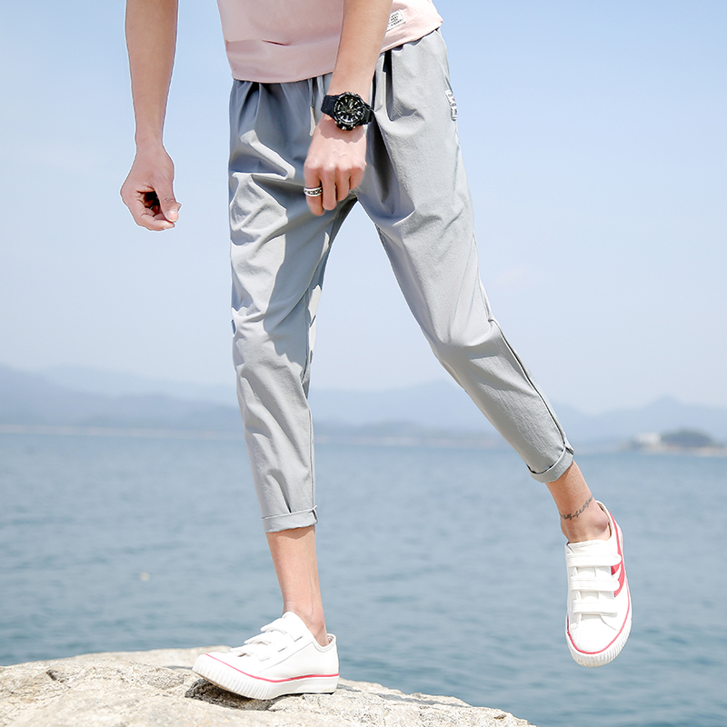 休闲裤男夏季新款男裤韩版九分裤男士修身九分裤子男夏小脚百搭潮