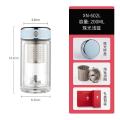 希诺 双层抗菌玻璃杯/泡茶杯 XN-602L珠光浅蓝200ml