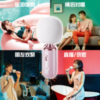 唱吧 巴赫Bach 麦克风话筒 樱花粉 家用嗨歌神器 苹果安卓男女手机k歌麦 抖音直播变声器 无线蓝牙K麦