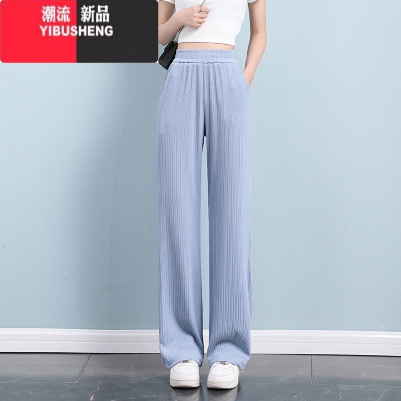 YIBUSHENG冰丝阔腿裤女季薄款直筒裤2024新款防晒女裤宽松运动裤休闲裤子高清大图