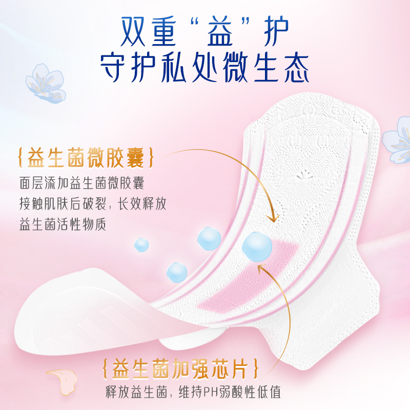 樱恋®益生菌奢柔超长夜用卫生巾(360mm/3P)*3包[hm009]高清大图