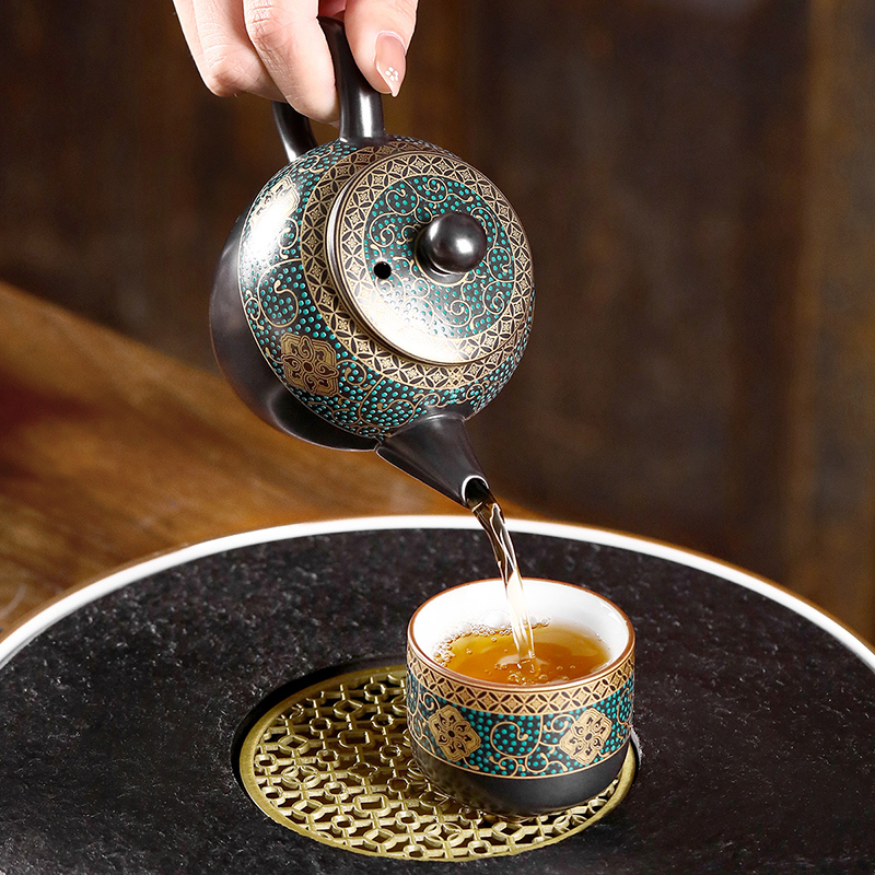 領藝 古韵功夫茶具套装日式家用小号石头储水茶托盘冲泡茶器中式茶壶