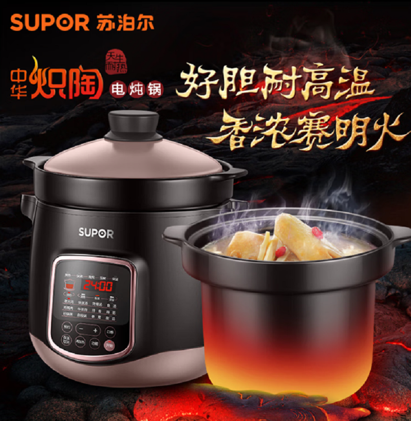 苏泊尔(SUPOR)DG60YC13 电炖锅 家用6L煲汤锅煮粥燕窝炖盅多功能锅快炖砂锅炖汤锅专柜同款