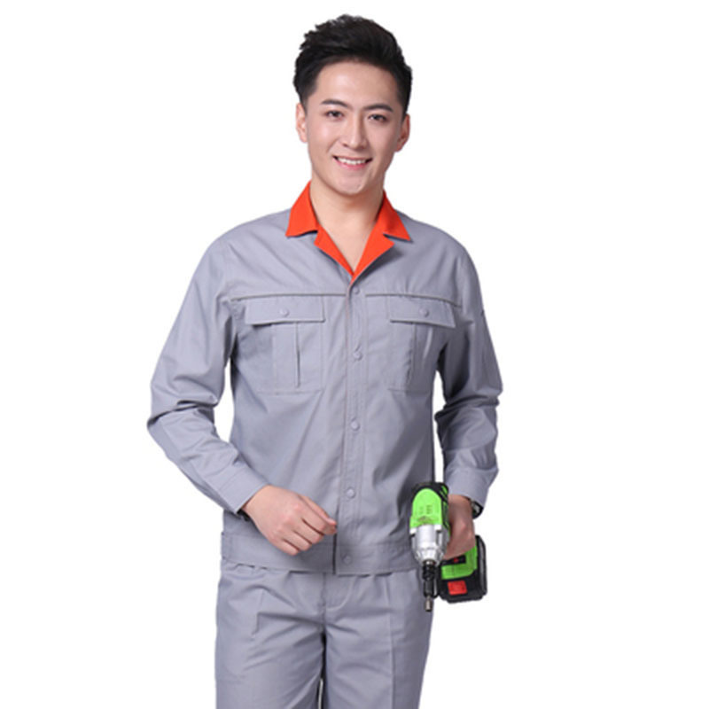 夏季薄款长袖工作服套装男汽修电工劳保服物业上班工人厂服