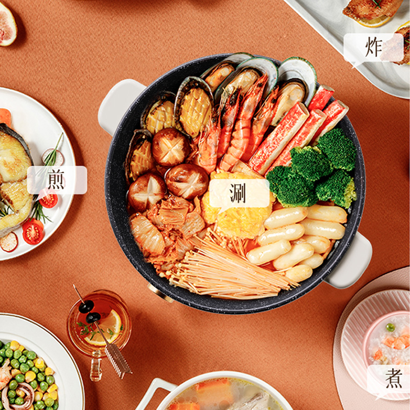 小画仙电火锅电煮锅火锅专用锅多用途锅LDZG-5055 5L 白色高清大图