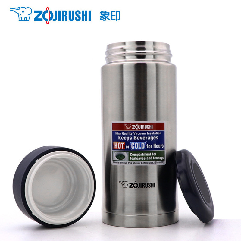 象印SM-AGE35-XA 进口不锈钢双层真空保冷保温杯/保温瓶/情侣水杯子350ml 不锈钢色