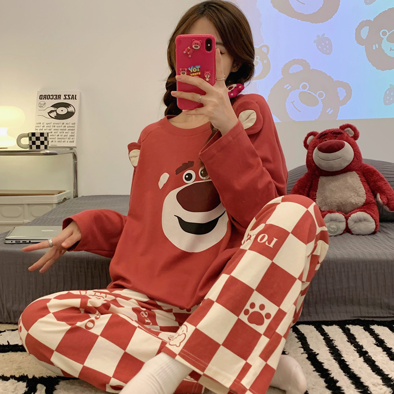 长袖长裤睡衣女春秋款纯棉夏天可爱女款女孩初中生家居服2025新款 XXL LX-15125
