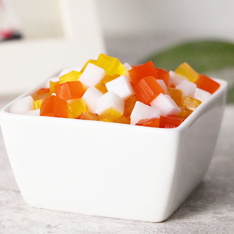 三色椰果粒水晶果24kg刨冰冰粉专用蒟蒻果冻水果捞材料奶茶配料原味