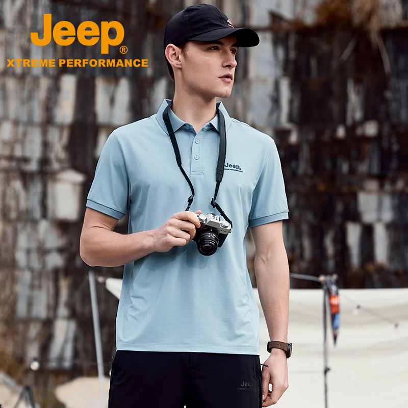 Jeep吉普polo衫男士夏季排汗透气防晒速干衣户外吸湿休闲短袖T恤