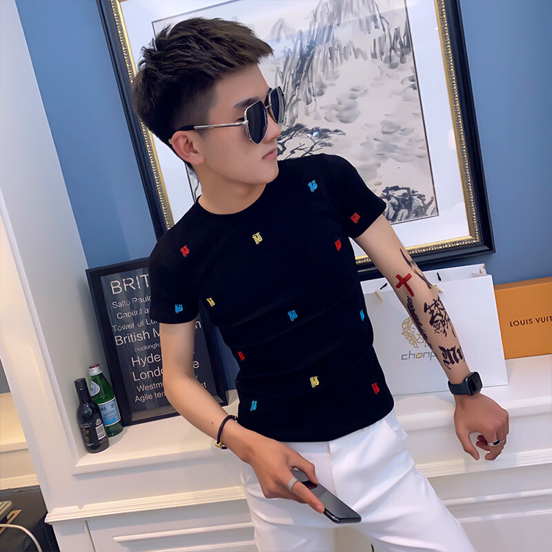 梵克公牛精神小伙短袖男流修身圆领t恤网红牌夏季学生上衣服视频