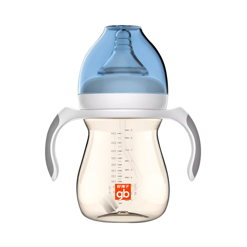 母乳实感宽口径握把吸管PPSU奶瓶300ml-粉红(小饿魔系列)