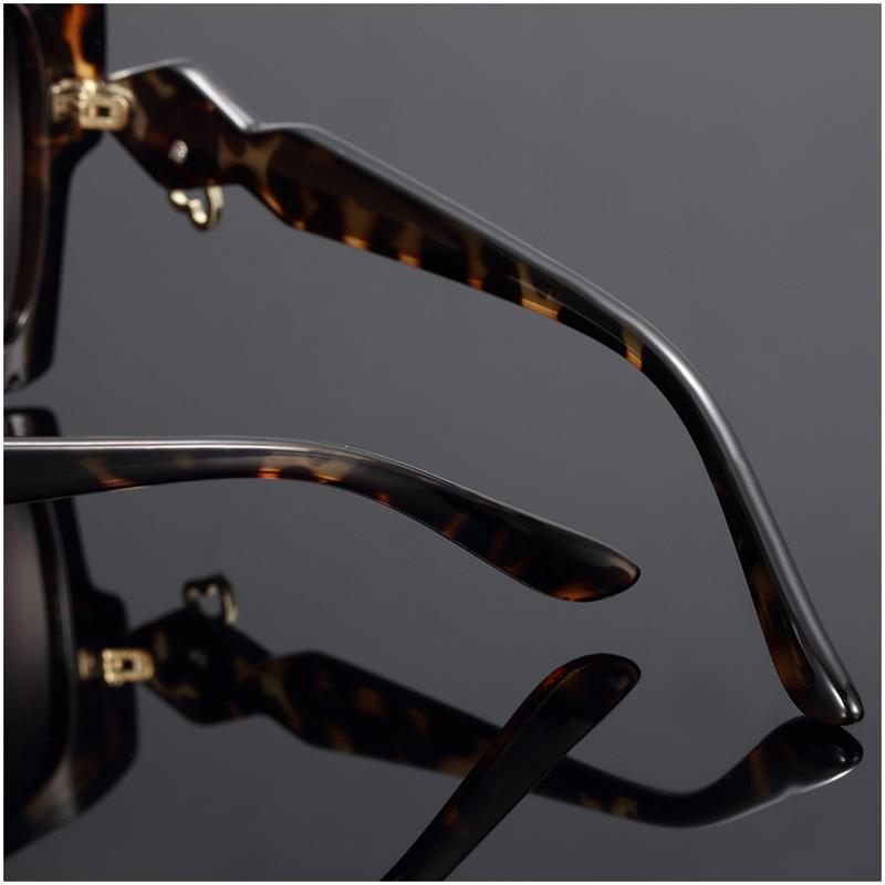 H004 Sunglasses 明星韩方形太阳镜圆脸豹纹墨镜女潮前卫眼镜复古送女朋友七夕情人节礼物