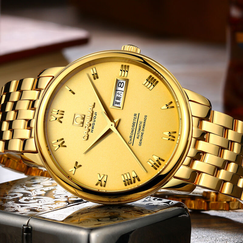 瑞士嘉年华Carnival男士新款手表全自动机械表 男简约防水双日历复古休闲商务薄款手表进口Miyota机芯腕表508G高清大图