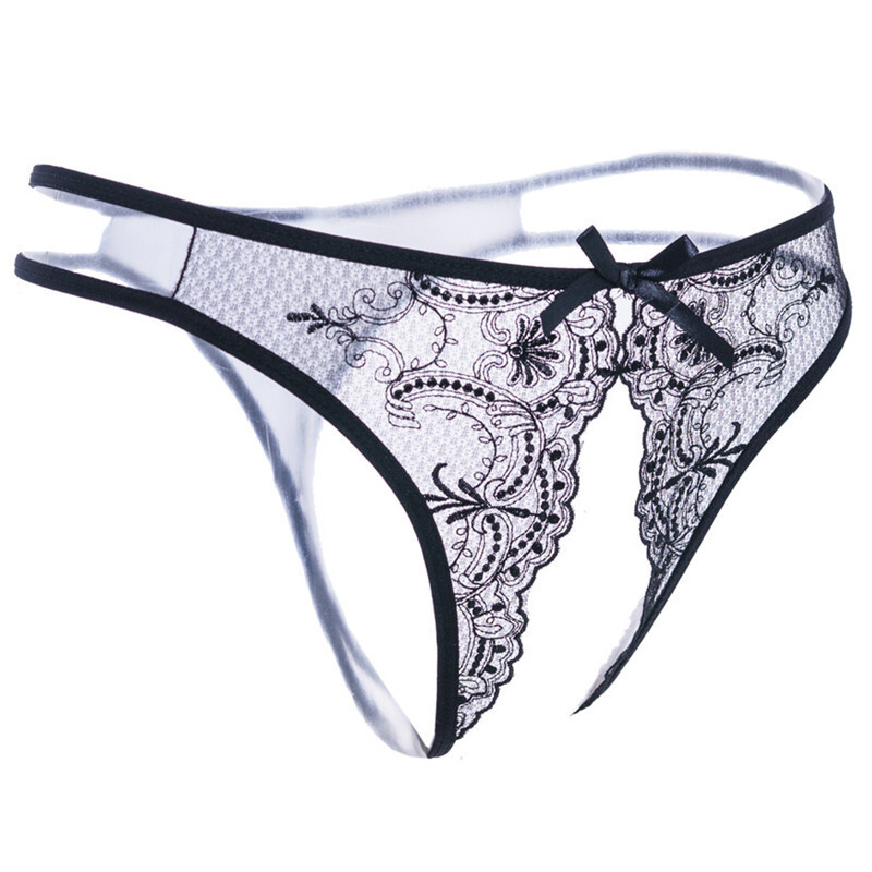 内裤蕾丝低腰辣丁丁字裤露骚全透明开档免脱t松紧款8013斤2尺4腰围内