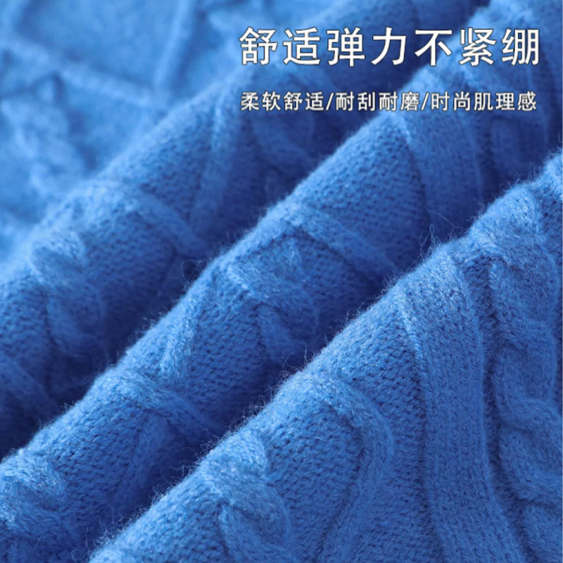 啄木鸟2025秋新款白色圆领绞花毛衣男士冬季大码针织打底衫线衣绞高清大图