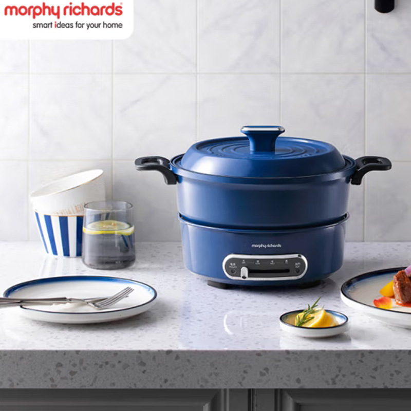 摩飞 MR9087 多功能电火锅家用分体式蒸煮炒煎电煮锅 轻奢蓝【标配】涂层升级 3L