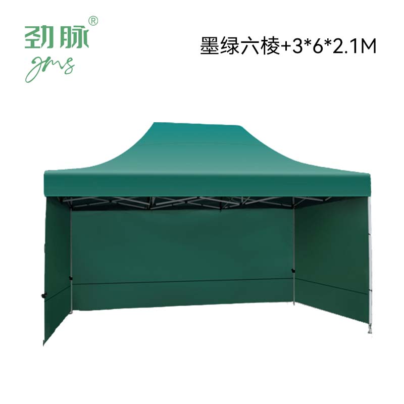 劲脉 三面防雨帐篷 墨绿六棱+3*6*2.1M 顶高清大图