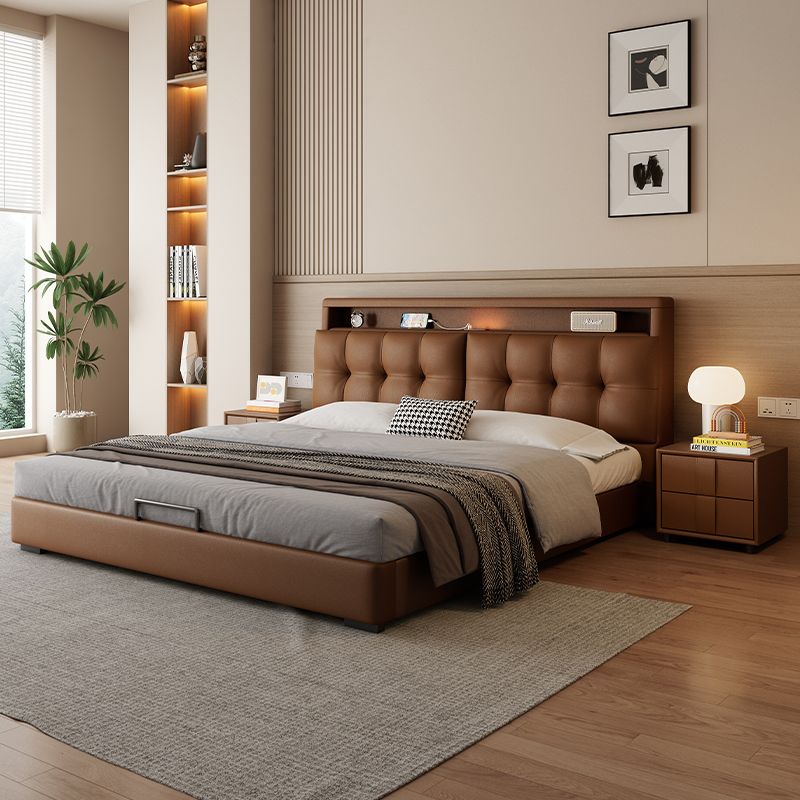 意式轻奢真皮床现代简约主卧室双人床家用多功能储物床软包大婚床高清大图