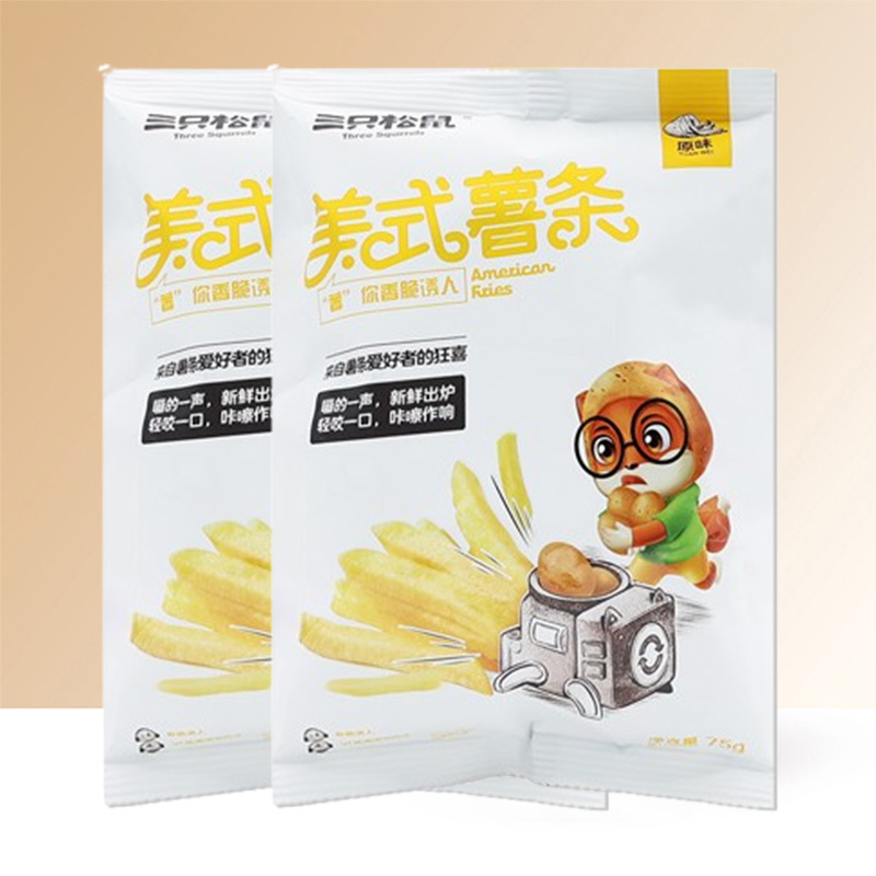 三只松鼠美式薯条马铃薯土豆休闲香脆零食美式薯条75g*3袋