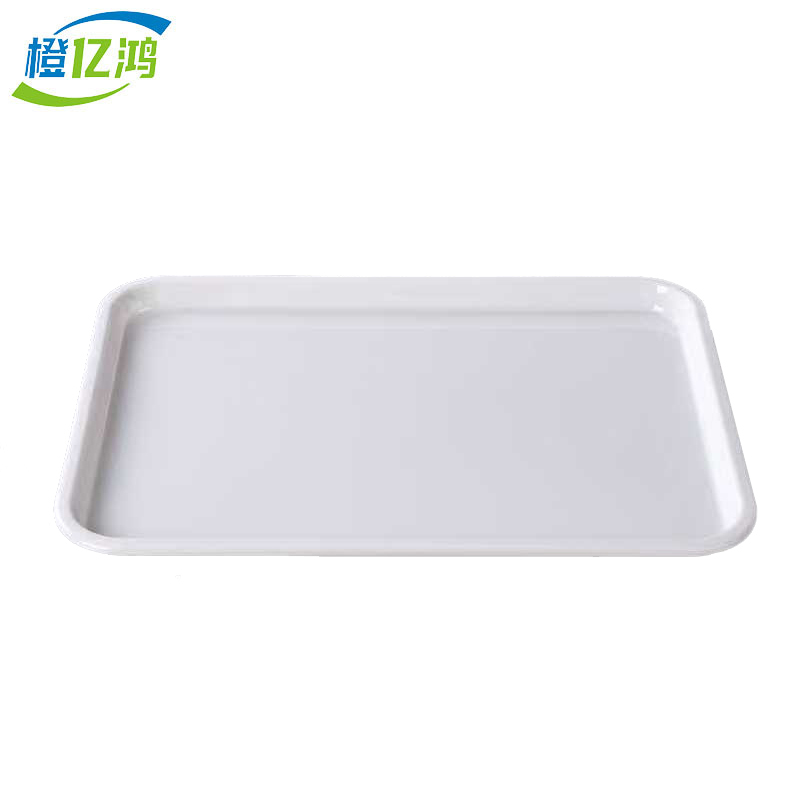 橙亿鸿 耐高温白色密胺托盘 直边款40*28*2cm 个高清大图