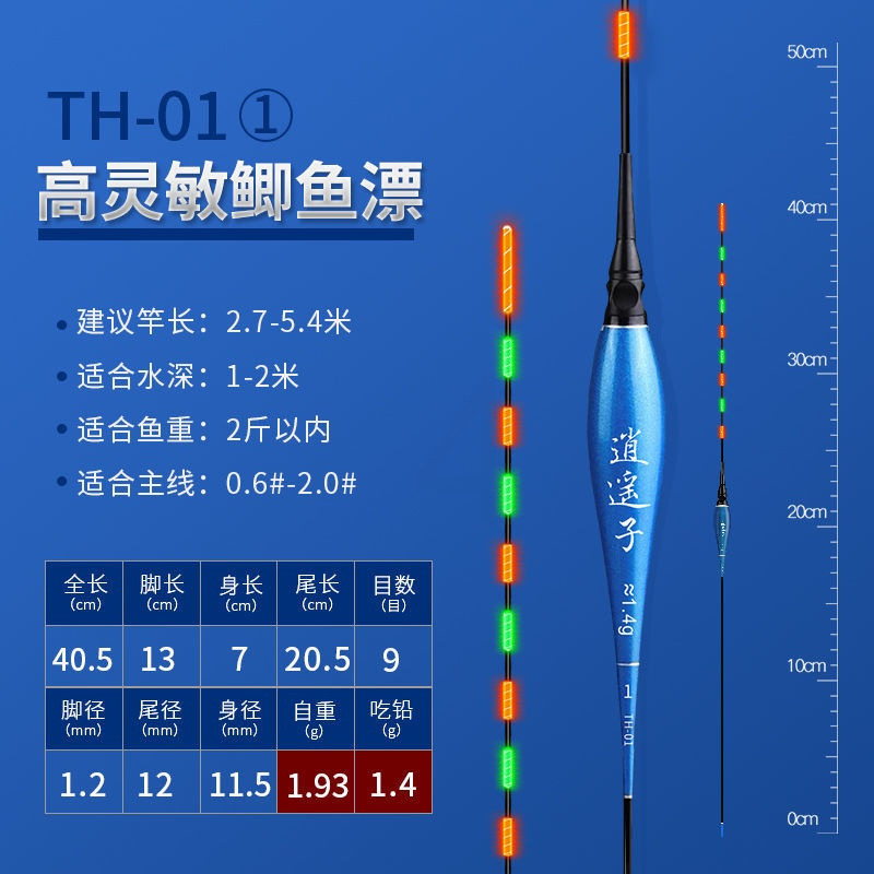 电子漂夜光漂水洗无影鲫鱼漂高灵敏超亮醒目夜钓大物纳米浮漂 TH-01 1号吃铅1.4g高灵敏
