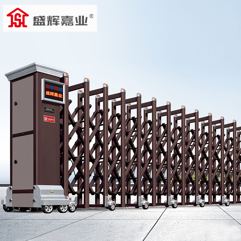 盛辉嘉业 智能伸缩门分段大门电动平移门消防铝合金伸缩段滑门庭院大门高清大图