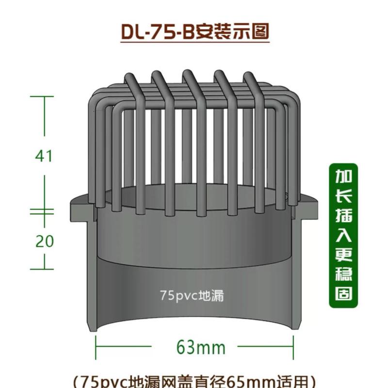 304不锈钢阳台天台地漏屋顶下水道防堵网罩pvc排水管口过滤网圆形 75-b高清大图