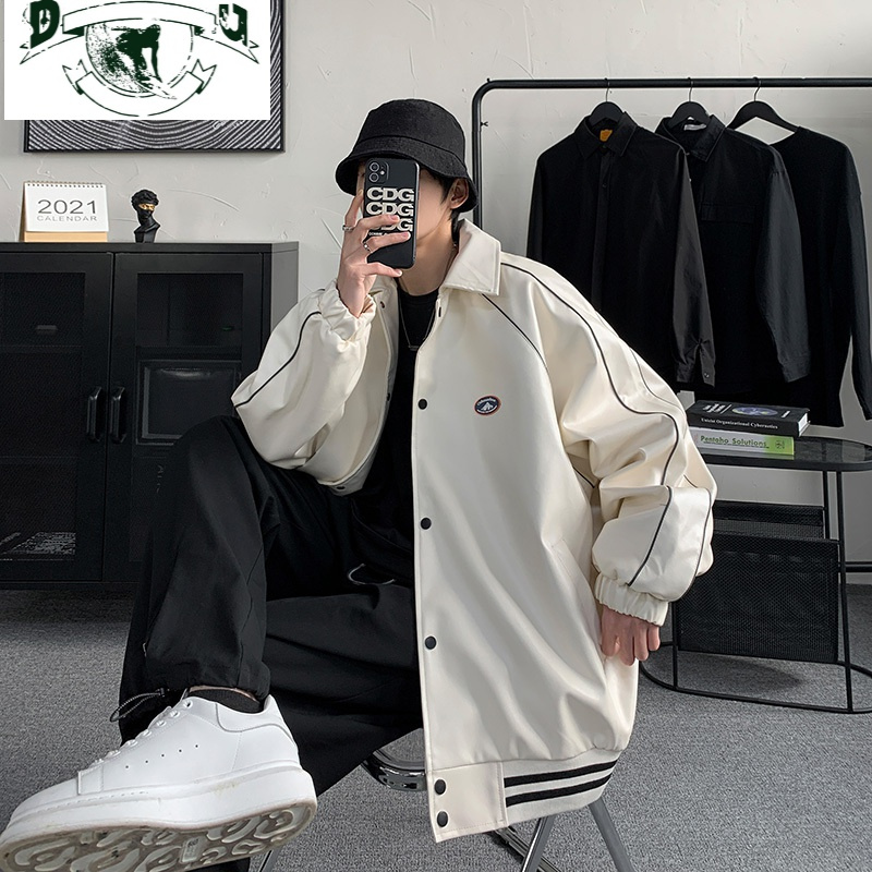 hlcoman皮夹克春秋季2021新款外套ins潮男衣服韩版潮流帅气潮牌炸街痞