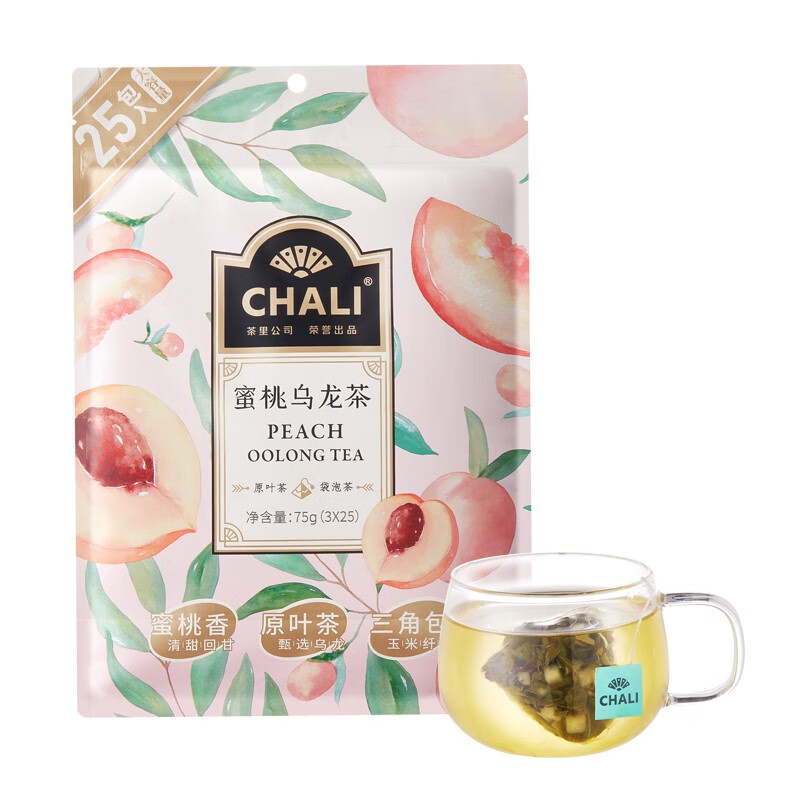 CHALI茶里公司 蜜桃乌龙茶量贩装茶包花草茶袋泡茶冷泡茶25包75g