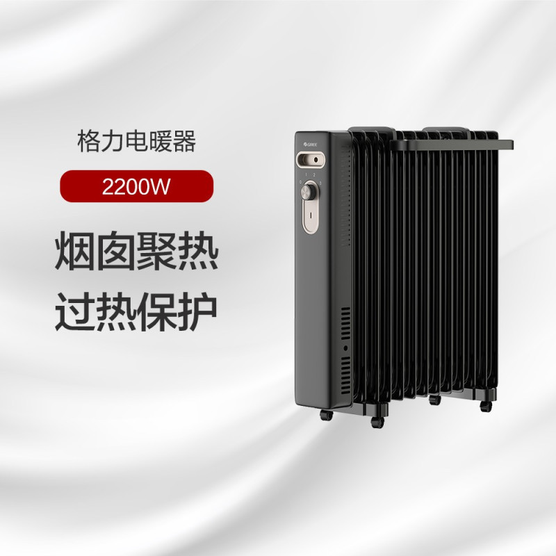 格力(GREE)电暖器 电热油汀 热力澎湃 即享舒适 NDY22-X6022 黑+英沙金色