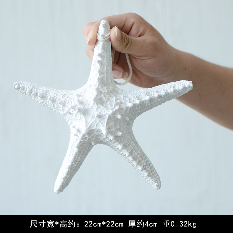 地中海装饰挂件舵手船锚船舵海星灯塔幼儿园壁饰北欧墙饰装饰摆件 三维工匠 海星22cm白色高清大图