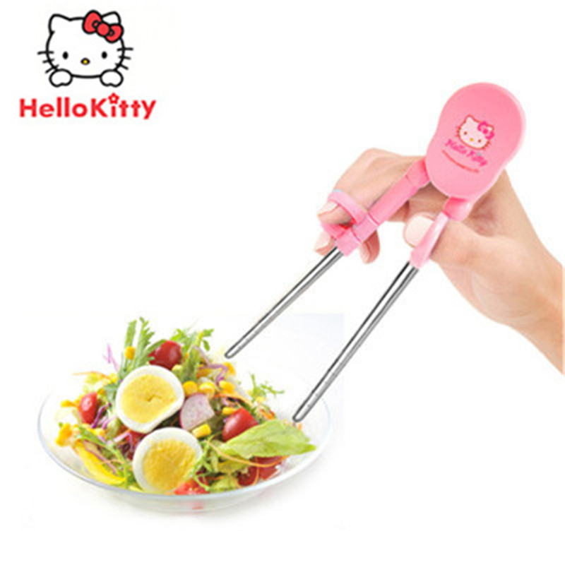 凯蒂猫(HELLO KITTY) 筷子HLKO-3203C304不锈钢环形防滑设计可拆卸易清洗儿童男宝女宝便携卫生餐具筷