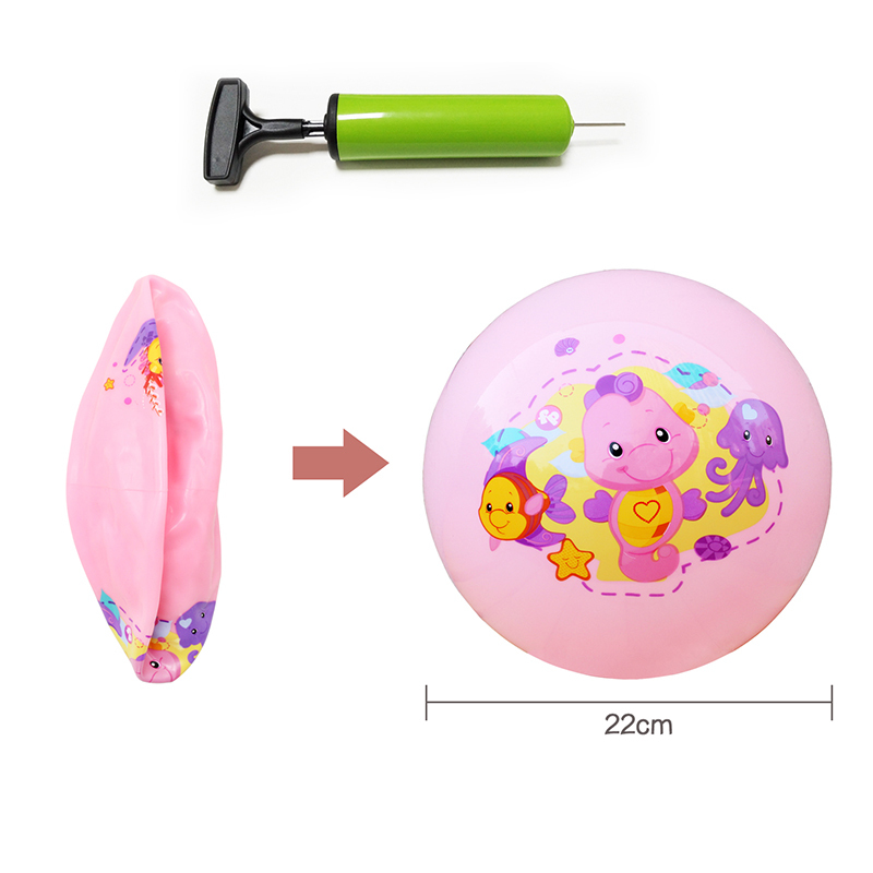 费雪(Fisher Price)儿童玩具球 宝宝小皮球小海马玩具充气拍拍球22cm(蓝色含打气筒)
