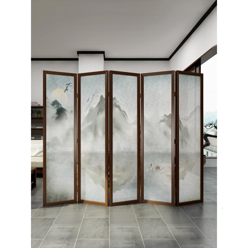 BONJEAN新中式屏风隔断客厅卧室酒店办公室简约现代折叠移动实木布艺折屏高清大图