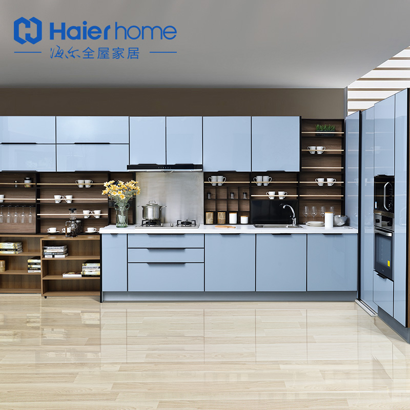 海尔haier home整体橱柜厨房定制现代简约石英石台面 h6-6圣托里尼