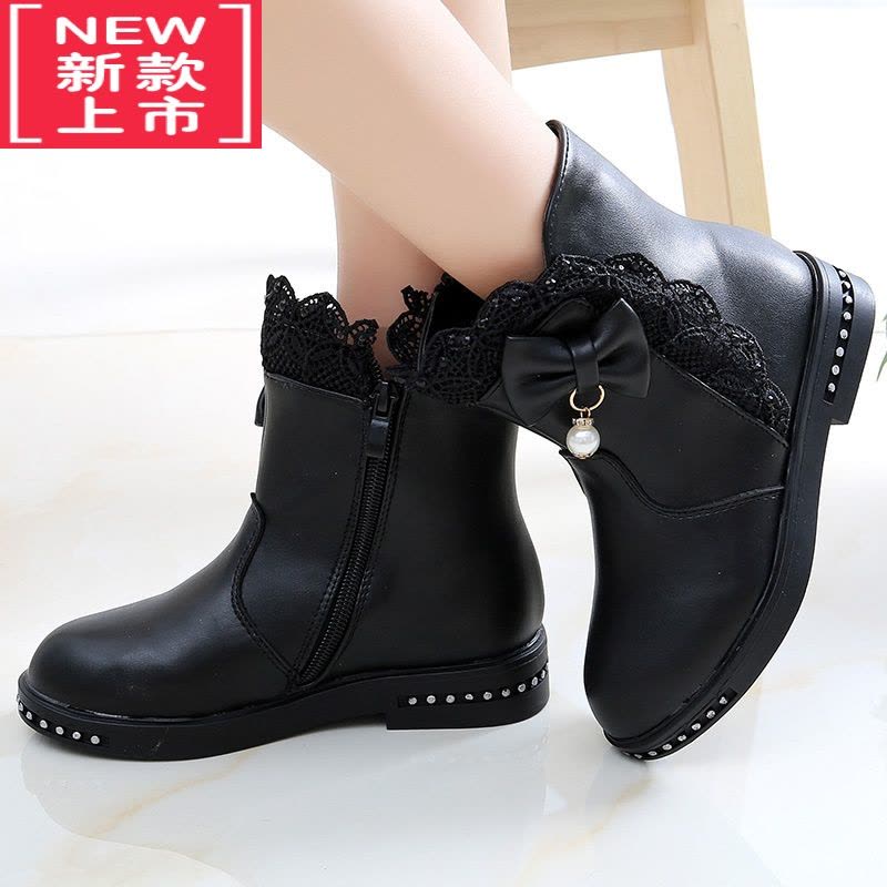 可莉允女童靴子冬2022新款韩版靴儿童短靴加绒公主雪地靴小女孩棉鞋图片