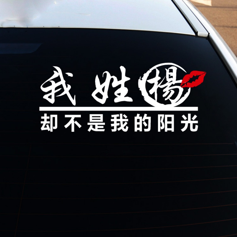 我姓张却贴纸后档创意装饰文字搞笑改装定制 我姓郑反光银白色一张