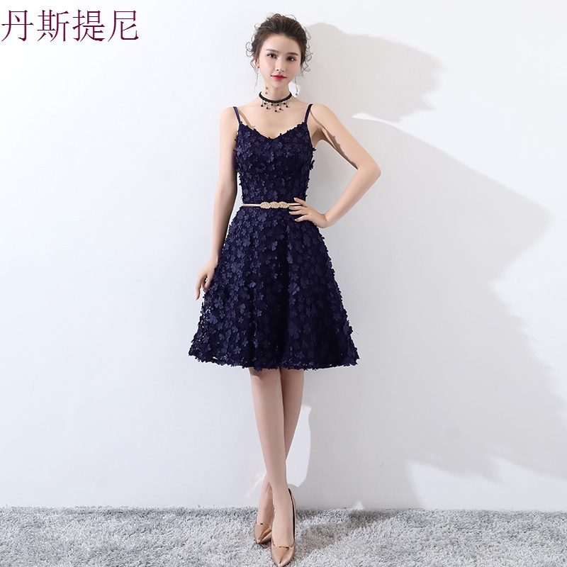 2018新款伴娘服夏季宴会晚礼服女生日派对小礼服裙带连衣裙短款